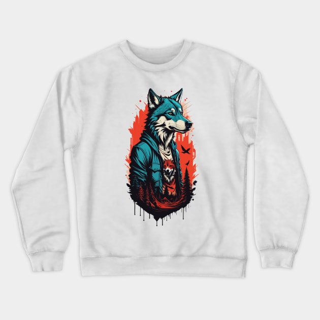 Wolfman Crewneck Sweatshirt by DeathAnarchy